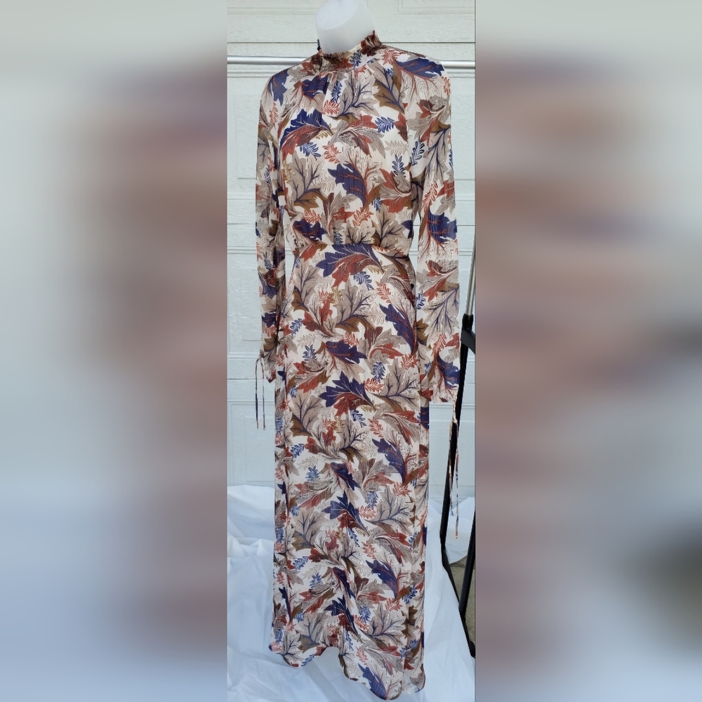 Forever 21 Leafy Long Sleeve Maxi Dress S